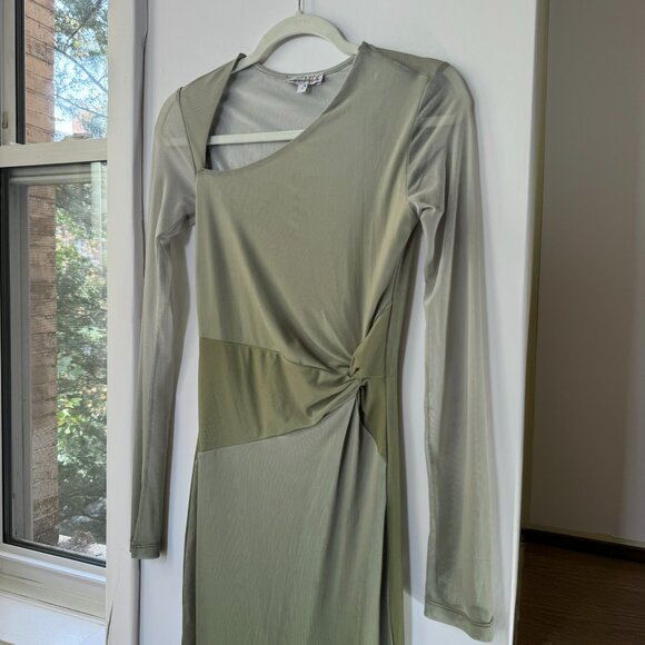 Saemdi Mesh Maxi Long Sleeve Dress Green Small - Picture 6 of 17
